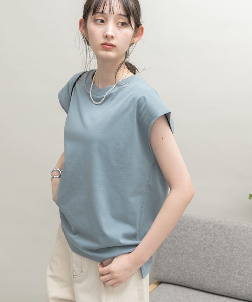 UR Lab.（アーバンリサーチラボ）の「UR Lab.　ICESUMMER フレンチスリーブタックTシャツ（Tシャツ/カットソー・レディース・ブラック/カーキ/ライトブルー/オフホワイト/ダークブラウン/オレンジ/ライトベージュ/イエロー・FREE）」の14枚目の写真