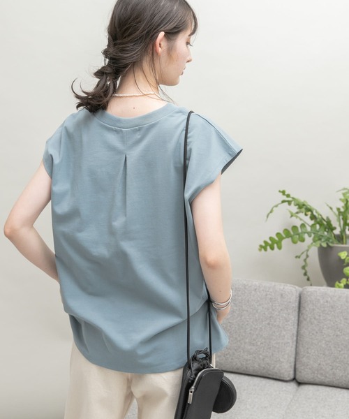 UR Lab.（アーバンリサーチラボ）の「UR Lab.　ICESUMMER フレンチスリーブタックTシャツ（Tシャツ/カットソー・レディース・ブラック/カーキ/ライトブルー/オフホワイト/ダークブラウン/オレンジ/ライトベージュ/イエロー・FREE）」の16枚目の写真