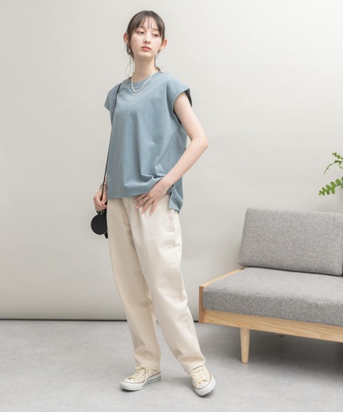 UR Lab.（アーバンリサーチラボ）の「UR Lab.　ICESUMMER フレンチスリーブタックTシャツ（Tシャツ/カットソー・レディース・ブラック/カーキ/ライトブルー/オフホワイト/ダークブラウン/オレンジ/ライトベージュ/イエロー・FREE）」の18枚目の写真