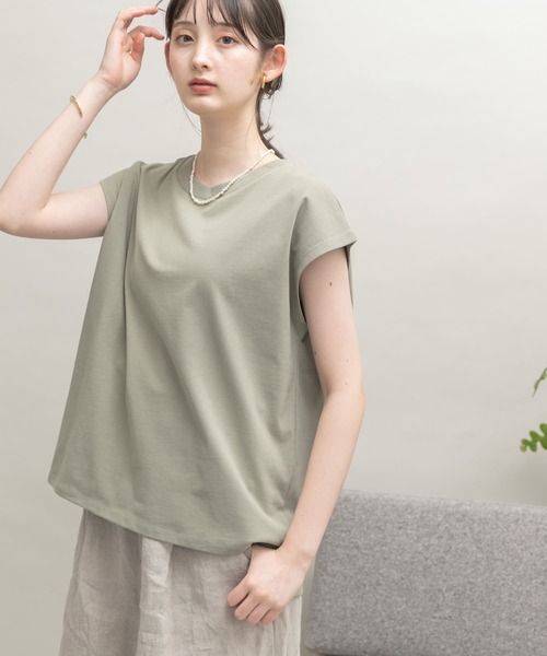 UR Lab.（アーバンリサーチラボ）の「UR Lab.　ICESUMMER フレンチスリーブタックTシャツ（Tシャツ/カットソー・レディース・ブラック/カーキ/ライトブルー/オフホワイト/ダークブラウン/オレンジ/ライトベージュ/イエロー・FREE）」の19枚目の写真