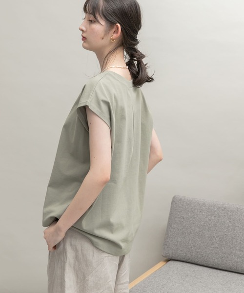 UR Lab.（アーバンリサーチラボ）の「UR Lab.　ICESUMMER フレンチスリーブタックTシャツ（Tシャツ/カットソー・レディース・ブラック/カーキ/ライトブルー/オフホワイト/ダークブラウン/オレンジ/ライトベージュ/イエロー・FREE）」の20枚目の写真