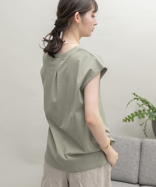 UR Lab.（アーバンリサーチラボ）の「UR Lab.　ICESUMMER フレンチスリーブタックTシャツ（Tシャツ/カットソー・レディース・ブラック/カーキ/ライトブルー/オフホワイト/ダークブラウン/オレンジ/ライトベージュ/イエロー・FREE）」の21枚目の写真