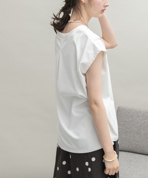 UR Lab.（アーバンリサーチラボ）の「UR Lab.　ICESUMMER フレンチスリーブタックTシャツ（Tシャツ/カットソー・レディース・ブラック/カーキ/ライトブルー/オフホワイト/ダークブラウン/オレンジ/ライトベージュ/イエロー・FREE）」の22枚目の写真