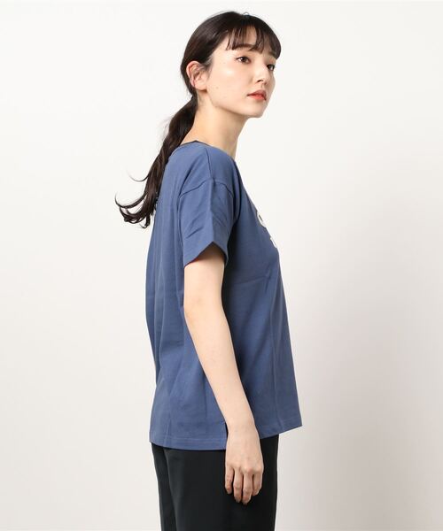 Samansa Mos2（サマンサ モスモス）の「発泡ロゴプリントTシャツ（Tシャツ/カットソー・レディース・グレー/ネイビー/オフホワイト/ベージュ・ﾌﾘ-）」の6枚目の写真