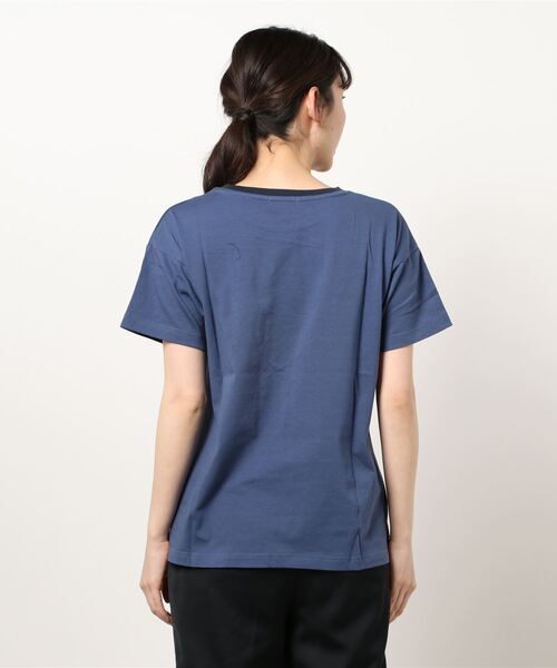 Samansa Mos2（サマンサ モスモス）の「発泡ロゴプリントTシャツ（Tシャツ/カットソー・レディース・グレー/ネイビー/オフホワイト/ベージュ・ﾌﾘ-）」の5枚目の写真