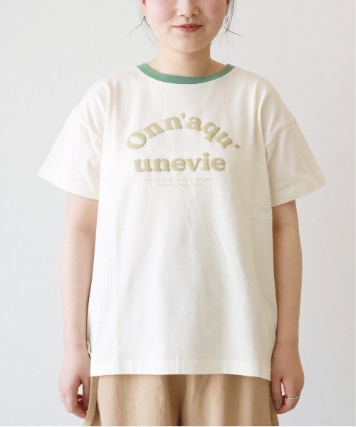 Samansa Mos2（サマンサ モスモス）の「発泡ロゴプリントTシャツ（Tシャツ/カットソー・レディース・グレー/ネイビー/オフホワイト/ベージュ・ﾌﾘ-）」の2枚目の写真