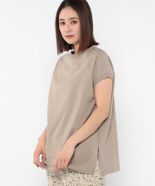 UNRELISH（アンレリッシュ）の「モックネックカットトップス（Tシャツ/カットソー・レディース・モカ/ホワイト/ライトグリーン・MEDIUM）」の3枚目の写真