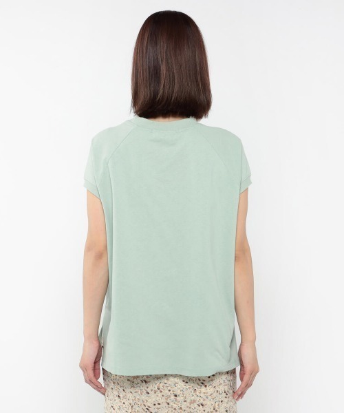 UNRELISH（アンレリッシュ）の「モックネックカットトップス（Tシャツ/カットソー・レディース・モカ/ホワイト/ライトグリーン・MEDIUM）」の7枚目の写真