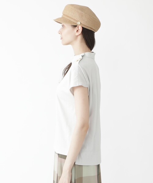 BLUE LABEL CRESTBRIDGE（ブルーレーベルクレストブリッジ）の「ハイブリッドコットン モックネックカットソー（Tシャツ/カットソー・レディース・ダークネイビー/ブラック/ライトグレー・38）」の4枚目の写真