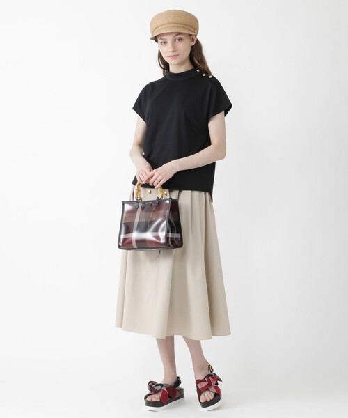 BLUE LABEL CRESTBRIDGE（ブルーレーベルクレストブリッジ）の「ハイブリッドコットン モックネックカットソー（Tシャツ/カットソー・レディース・ダークネイビー/ブラック/ライトグレー・38）」の5枚目の写真