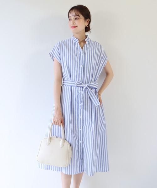セール ストライプ柄リネンシャツワンピース シャツワンピース Blueeast ブルーイースト のファッション通販 Zozotown