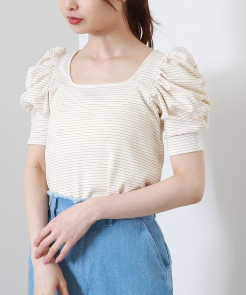archives（アルシーヴ）の「パワショルリブTOPS（Tシャツ/カットソー・レディース・イエロー/ピンク/グリーン/ブラック・MEDIUM）」の4枚目の写真