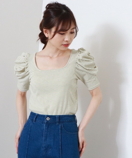 archives（アルシーヴ）の「パワショルリブTOPS（Tシャツ/カットソー・レディース・イエロー/ピンク/グリーン/ブラック・MEDIUM）」の3枚目の写真