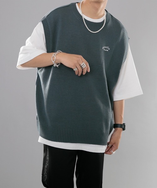 kutir(クティール)の「サマーニットベスト(ベスト・メンズ・オレンジ/グリーン/ダークブルー・MEDIUM/LARGE)」の2枚目の写真