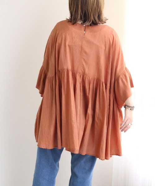 TRIANGLE PALETTE（トライアングルパレット）の「ジャガードブラウス（インド綿.インドコットン.コットン100%,綿100%）（シャツ/ブラウス・レディース・カーキ/オレンジ/アイボリー/モカ・FREE）」の9枚目の写真