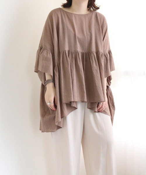 TRIANGLE PALETTE（トライアングルパレット）の「ジャガードブラウス（インド綿.インドコットン.コットン100%,綿100%）（シャツ/ブラウス・レディース・カーキ/オレンジ/アイボリー/モカ・FREE）」の11枚目の写真