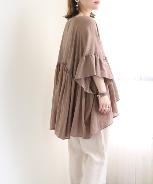 TRIANGLE PALETTE（トライアングルパレット）の「ジャガードブラウス（インド綿.インドコットン.コットン100%,綿100%）（シャツ/ブラウス・レディース・カーキ/オレンジ/アイボリー/モカ・FREE）」の16枚目の写真