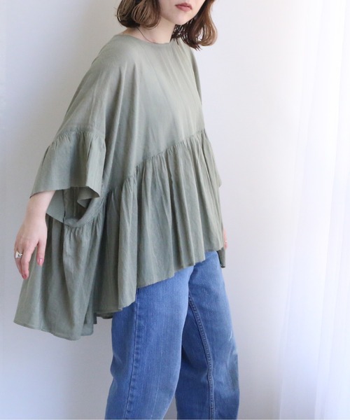 TRIANGLE PALETTE（トライアングルパレット）の「ジャガードブラウス（インド綿.インドコットン.コットン100%,綿100%）（シャツ/ブラウス・レディース・カーキ/オレンジ/アイボリー/モカ・FREE）」の19枚目の写真