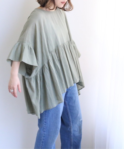 TRIANGLE PALETTE（トライアングルパレット）の「ジャガードブラウス（インド綿.インドコットン.コットン100%,綿100%）（シャツ/ブラウス・レディース・カーキ/オレンジ/アイボリー/モカ・FREE）」の20枚目の写真