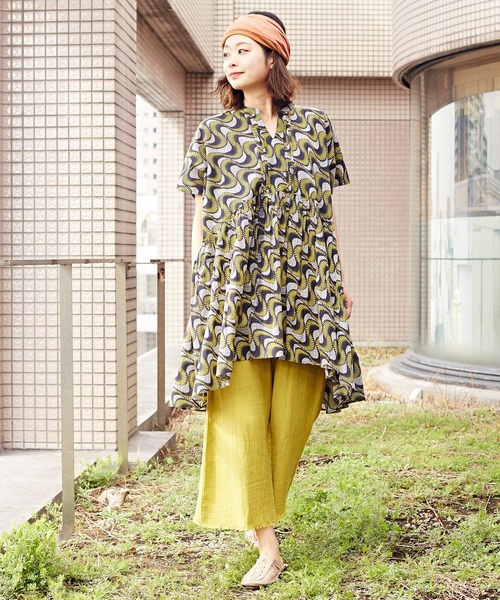 チャイハネ（チャイハネ）の「【チャイハネ】アフリカン幾何学柄チュニック（チュニック・レディース・レッド/イエロー/ブルー・FREE）」の7枚目の写真