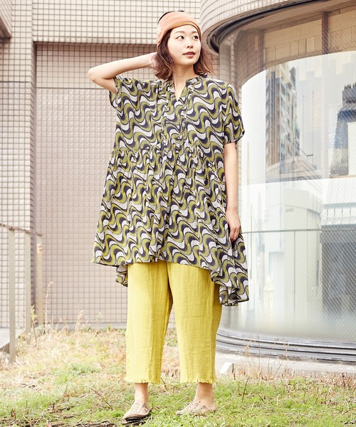 チャイハネ（チャイハネ）の「【チャイハネ】アフリカン幾何学柄チュニック（チュニック・レディース・レッド/イエロー/ブルー・FREE）」の8枚目の写真