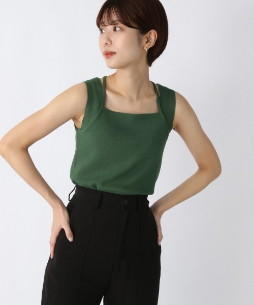 JEANASIS（ジーナシス）の「ホルターデザインソウバリタンク/955915（タンクトップ・レディース・ブラック/グリーン/グレイッシュベージュ/ブルー/オレンジ/アイボリー/ダークグリーン・FREE）」の5枚目の写真