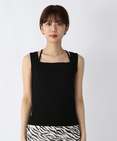 JEANASIS（ジーナシス）の「ホルターデザインソウバリタンク/955915（タンクトップ・レディース・ブラック/グリーン/グレイッシュベージュ/ブルー/オレンジ/アイボリー/ダークグリーン・FREE）」の10枚目の写真