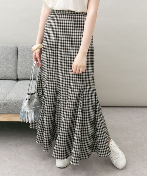 UR Lab.（アーバンリサーチラボ）の「柄切り替えフレアスカート（スカート・レディース・ベージュ/ブラック/アイボリー・FREE）」の3枚目の写真