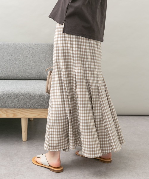 UR Lab.（アーバンリサーチラボ）の「柄切り替えフレアスカート（スカート・レディース・ベージュ/ブラック/アイボリー・FREE）」の4枚目の写真