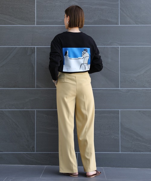 select MOCA（セレクトモカ）の「イラストロングTシャツ（ユニセックスロンT）（Tシャツ/カットソー・レディース・ホワイト×レッド/ホワイト×ブルー/ブラック×レッド/ブラック×ブルー・SMALL/MEDIUM/LARGE/X-LARGE）」の7枚目の写真