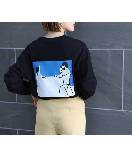 select MOCA（セレクトモカ）の「イラストロングTシャツ（ユニセックスロンT）（Tシャツ/カットソー・レディース・ホワイト×レッド/ホワイト×ブルー/ブラック×レッド/ブラック×ブルー・SMALL/MEDIUM/LARGE/X-LARGE）」の6枚目の写真