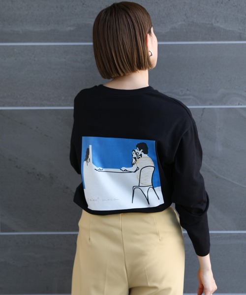 select MOCA（セレクトモカ）の「イラストロングTシャツ（ユニセックスロンT）（Tシャツ/カットソー・レディース・ホワイト×レッド/ホワイト×ブルー/ブラック×レッド/ブラック×ブルー・SMALL/MEDIUM/LARGE/X-LARGE）」の8枚目の写真