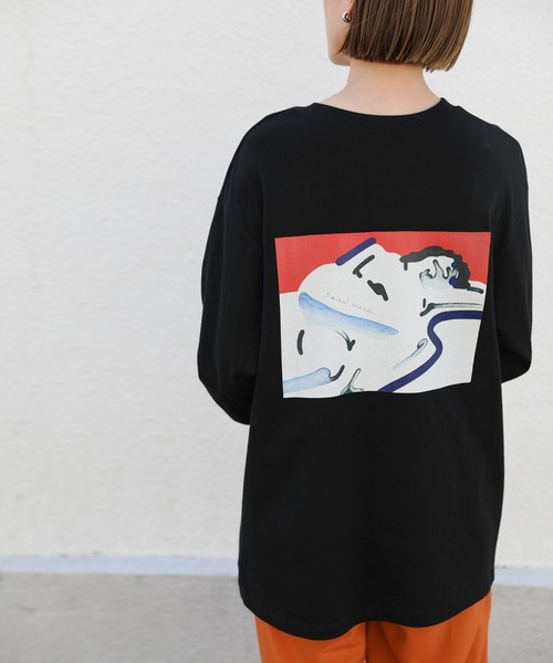 select MOCA（セレクトモカ）の「イラストロングTシャツ（ユニセックスロンT）（Tシャツ/カットソー・レディース・ホワイト×レッド/ホワイト×ブルー/ブラック×レッド/ブラック×ブルー・SMALL/MEDIUM/LARGE/X-LARGE）」の15枚目の写真