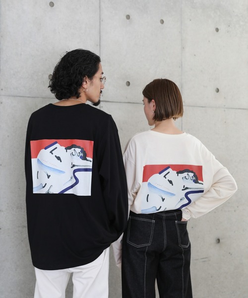 select MOCA（セレクトモカ）の「イラストロングTシャツ（ユニセックスロンT）（Tシャツ/カットソー・レディース・ホワイト×レッド/ホワイト×ブルー/ブラック×レッド/ブラック×ブルー・SMALL/MEDIUM/LARGE/X-LARGE）」の14枚目の写真