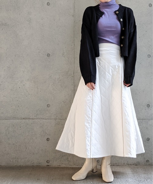 Per sist ence(パーシエンス)の「Per sist ence/パーシエンス 中綿ダイヤキルトフレアスカート(スカート・レディース・アイボリー/ブラック・FREE)」の2枚目の写真