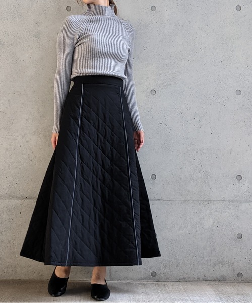 Per sist ence(パーシエンス)の「Per sist ence/パーシエンス 中綿ダイヤキルトフレアスカート(スカート・レディース・アイボリー/ブラック・FREE)」の1枚目の写真