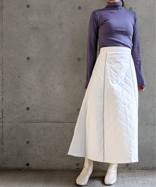 Per sist ence(パーシエンス)の「Per sist ence/パーシエンス 中綿ダイヤキルトフレアスカート(スカート・レディース・アイボリー/ブラック・FREE)」の14枚目の写真