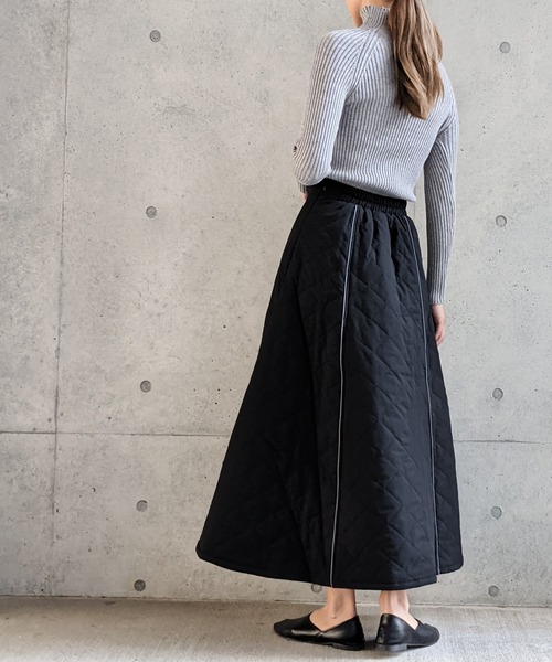 Per sist ence(パーシエンス)の「Per sist ence/パーシエンス 中綿ダイヤキルトフレアスカート(スカート・レディース・アイボリー/ブラック・FREE)」の6枚目の写真