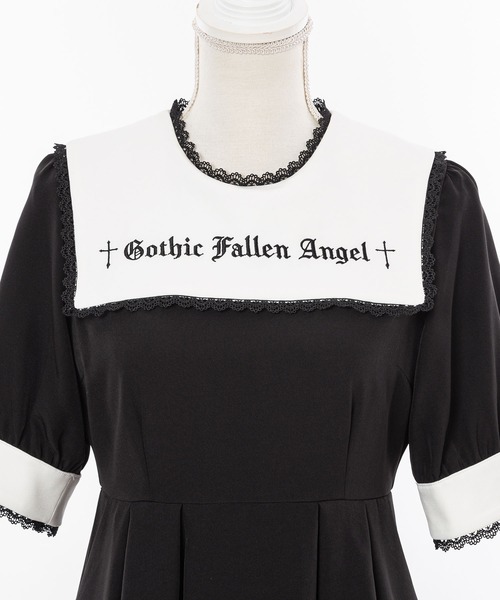 【新品】Dear My Love ブラックワンピース DearMyLove ワンピース 袖レース切替ヨークフリルワンピース