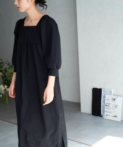 ONEME(ワンム)の「【 ONEME 】 Easy Noble Dress(ワンピース・レディース・ブラック/ダークグリーン・FREE)」の9枚目の写真