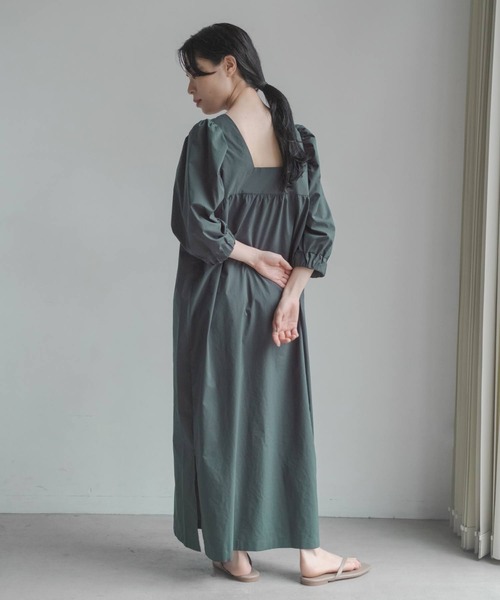 ONEME(ワンム)の「【 ONEME 】 Easy Noble Dress(ワンピース・レディース・ブラック/ダークグリーン・FREE)」の4枚目の写真