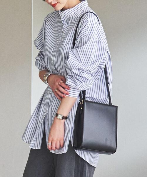 coen（コーエン）の「コットンブレンドバンドカラーシャツ#（シャツ/ブラウス・レディース・ライトブルー/ベージュ/ネイビー/オフホワイト・MEDIUM/LARGE）」の4枚目の写真