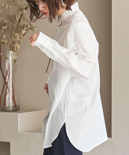 coen（コーエン）の「コットンブレンドバンドカラーシャツ#（シャツ/ブラウス・レディース・ライトブルー/ベージュ/ネイビー/オフホワイト・MEDIUM/LARGE）」の5枚目の写真