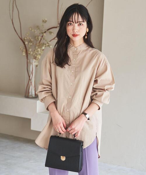 coen（コーエン）の「コットンブレンドバンドカラーシャツ#（シャツ/ブラウス・レディース・ライトブルー/ベージュ/ネイビー/オフホワイト・MEDIUM/LARGE）」の8枚目の写真