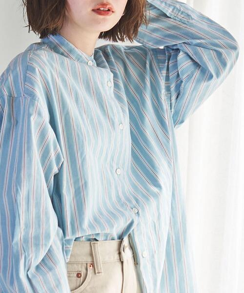 coen（コーエン）の「コットンブレンドバンドカラーシャツ#（シャツ/ブラウス・レディース・ライトブルー/ベージュ/ネイビー/オフホワイト・MEDIUM/LARGE）」の11枚目の写真