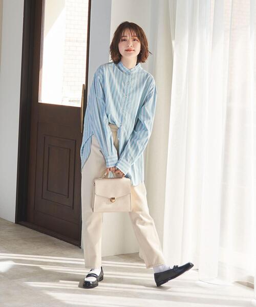 coen（コーエン）の「コットンブレンドバンドカラーシャツ#（シャツ/ブラウス・レディース・ライトブルー/ベージュ/ネイビー/オフホワイト・MEDIUM/LARGE）」の13枚目の写真