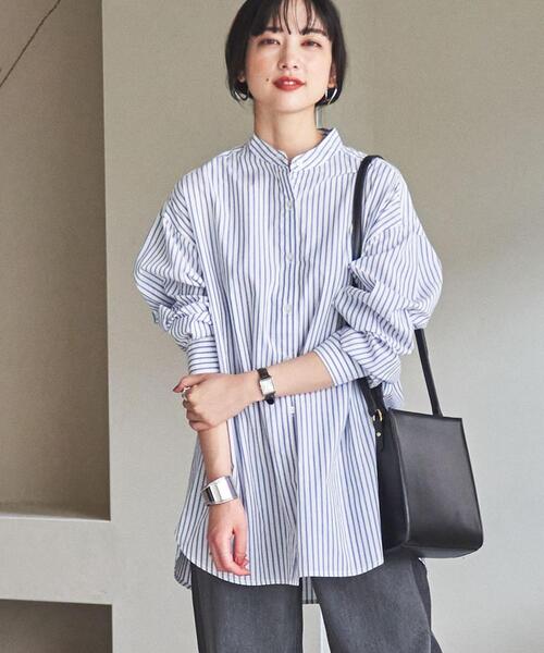 coen（コーエン）の「コットンブレンドバンドカラーシャツ#（シャツ/ブラウス・レディース・ライトブルー/ベージュ/ネイビー/オフホワイト・MEDIUM/LARGE）」の14枚目の写真