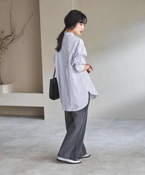 coen（コーエン）の「コットンブレンドバンドカラーシャツ#（シャツ/ブラウス・レディース・ライトブルー/ベージュ/ネイビー/オフホワイト・MEDIUM/LARGE）」の16枚目の写真