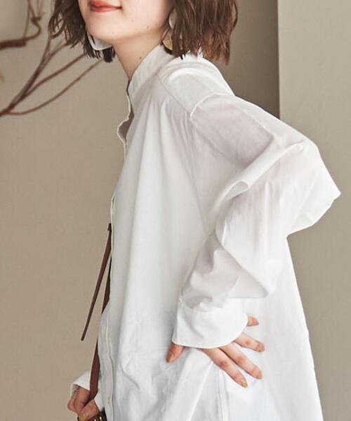 coen（コーエン）の「コットンブレンドバンドカラーシャツ#（シャツ/ブラウス・レディース・ライトブルー/ベージュ/ネイビー/オフホワイト・MEDIUM/LARGE）」の20枚目の写真