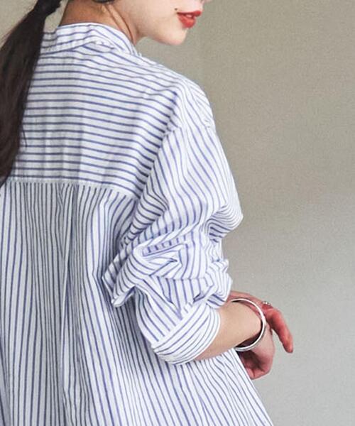 coen（コーエン）の「コットンブレンドバンドカラーシャツ#（シャツ/ブラウス・レディース・ライトブルー/ベージュ/ネイビー/オフホワイト・MEDIUM/LARGE）」の22枚目の写真